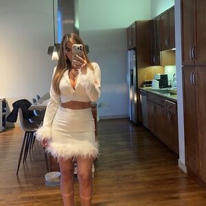 White Blazer Skirt Set NWT